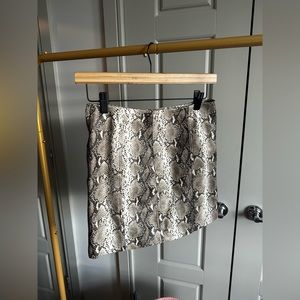 Snake Print Leather Mini Skirt